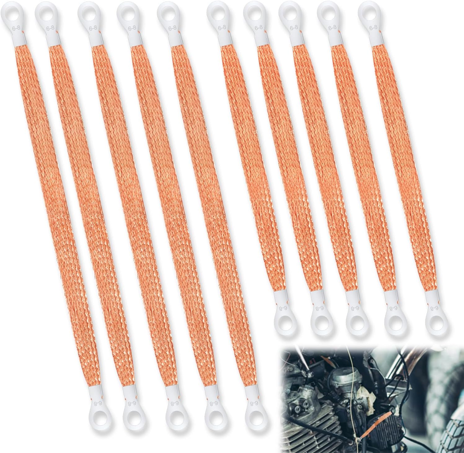 10pcs automotive braided copper ground straps — view 3