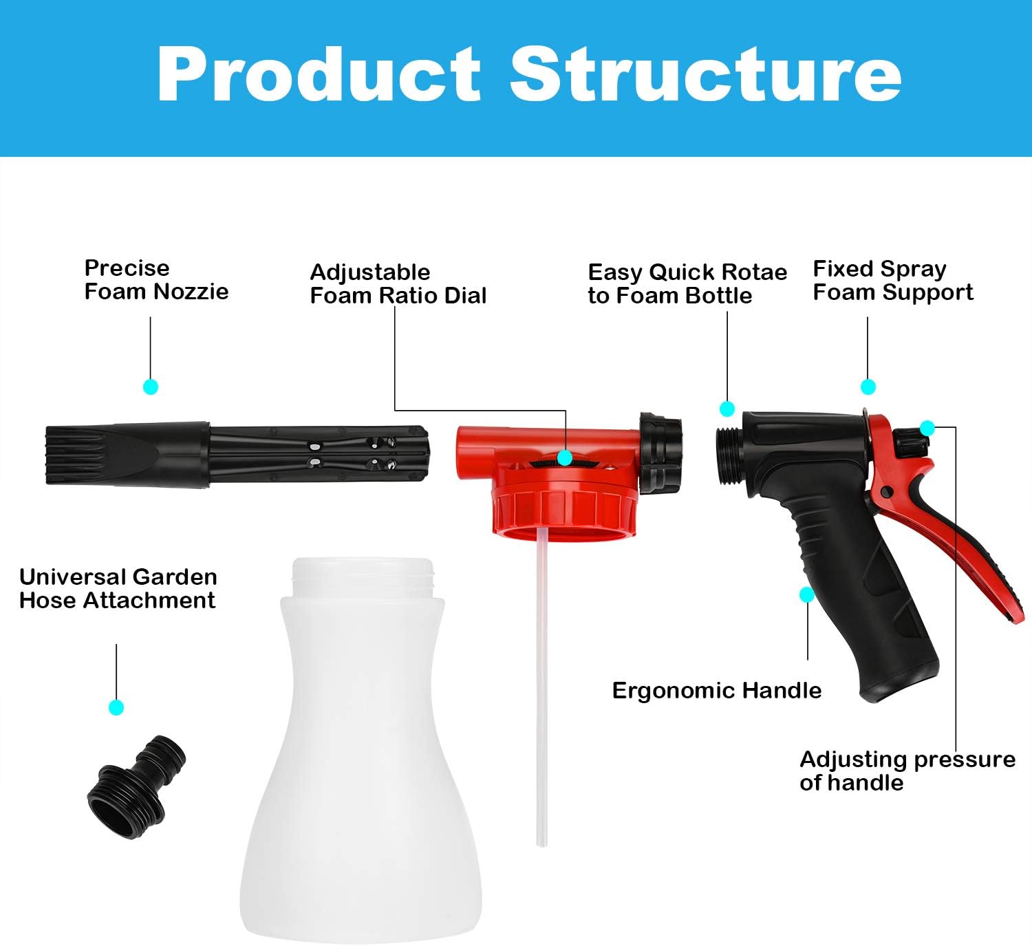 Car foam gun adjustable ratio snow soap — view 3
