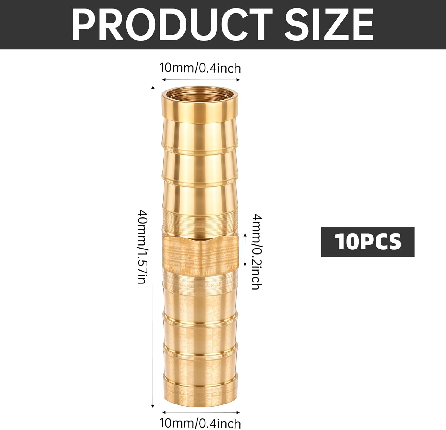 10pcs brass hose barb fittings 3/8 inch — view 3