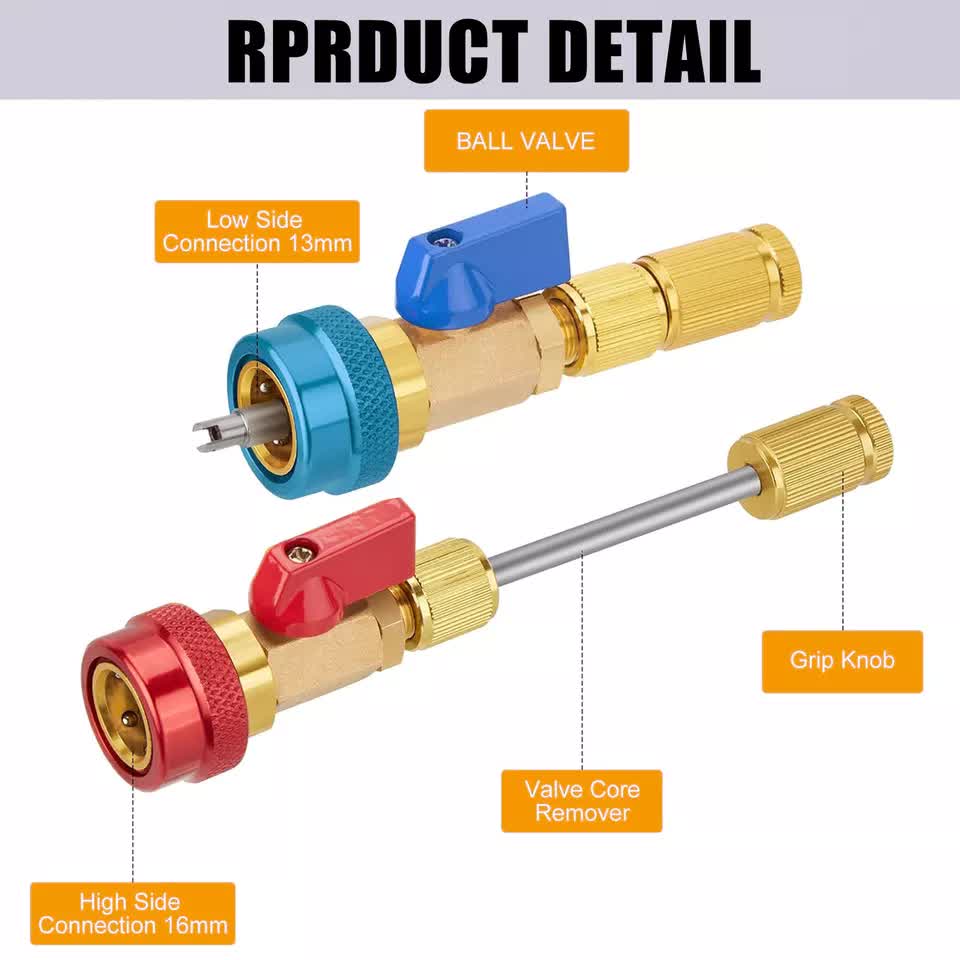 Car AC repair kit R134A with Schrader valve tool — view 5