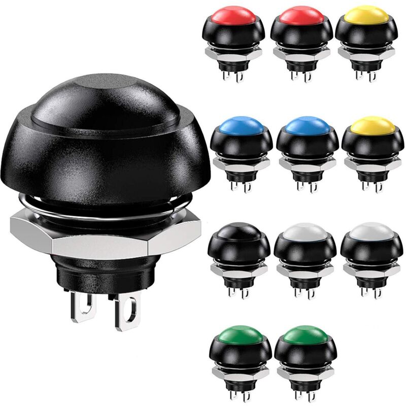 Waterproof momentary push button switch 12mm 12pcs — view 2