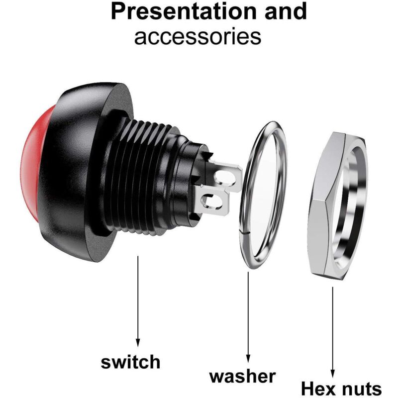 Waterproof momentary push button switch 12mm 12pcs — view 4