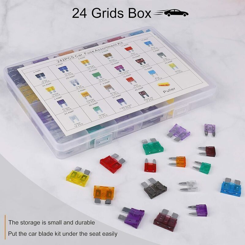 Car mini fuses assorted kit 242 pcs with box — view 3