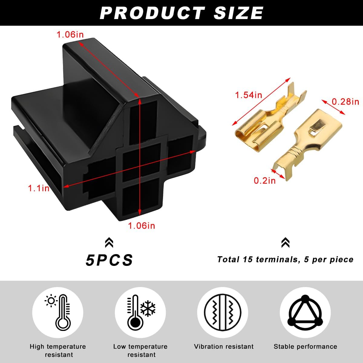5pcs pin relay connectors 12V 30/40 Amp — view 3