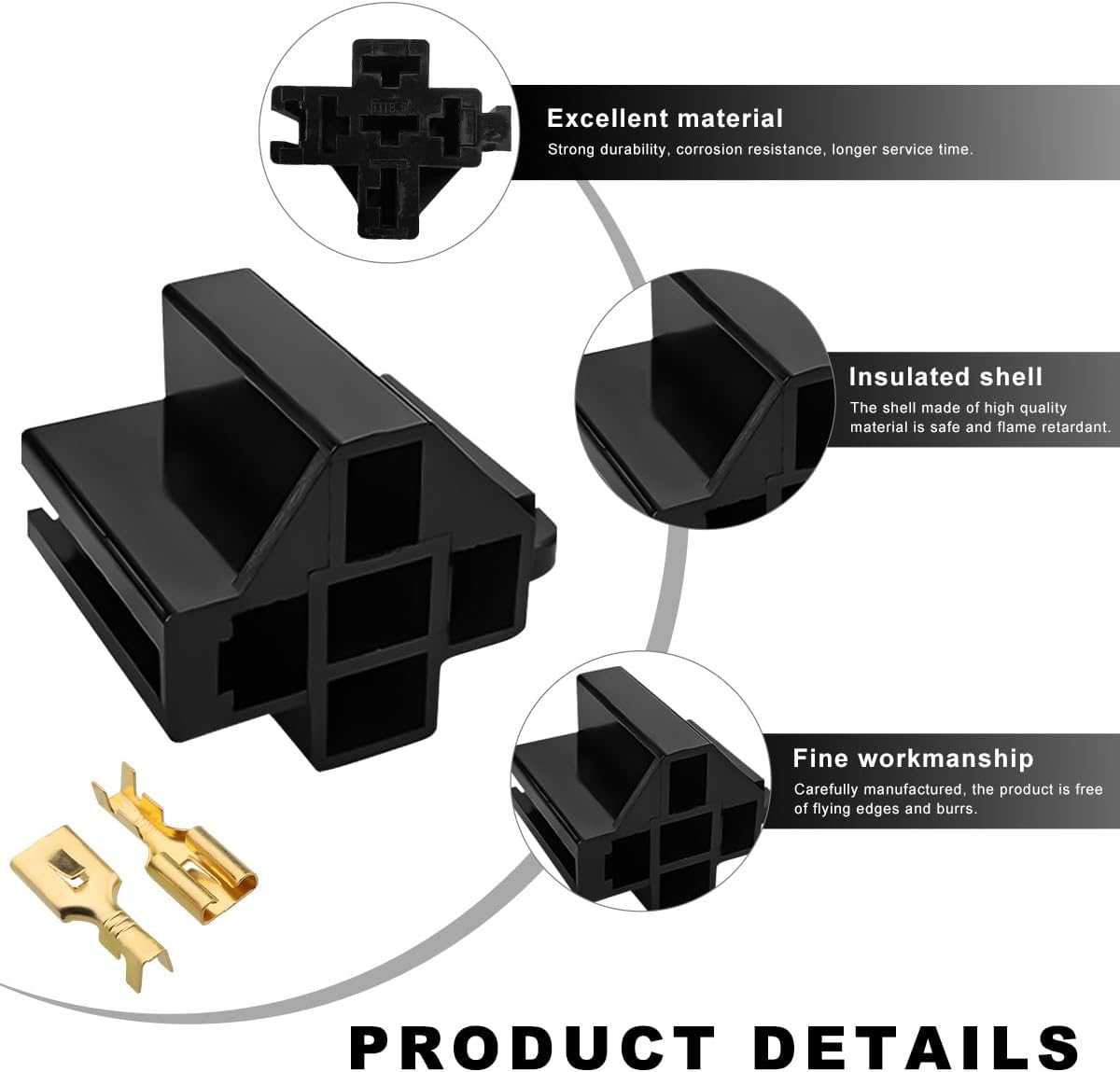 5pcs pin relay connectors 12V 30/40 Amp — view 4
