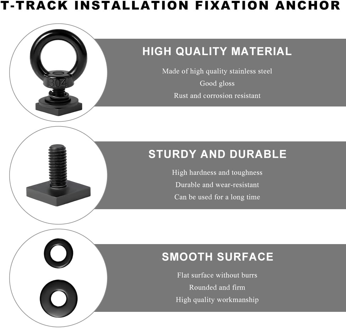 8pcs T-track tie down anchors stainless steel — view 4