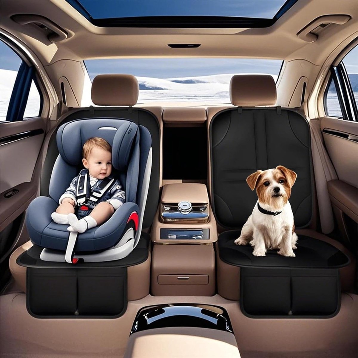 Car seat protector child seat cover black — view 8