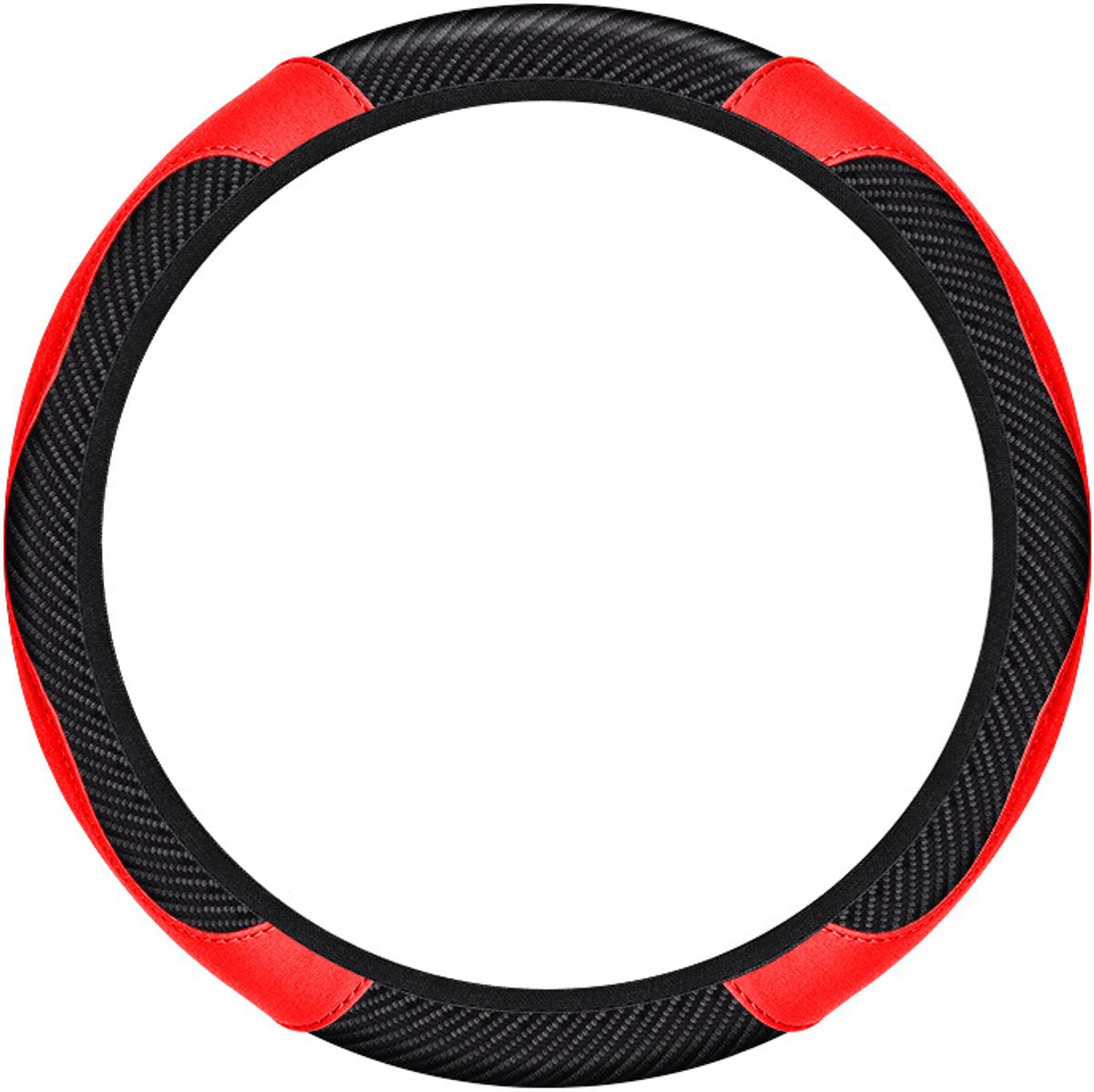 Non-slip steering wheel cover black and red — view 2