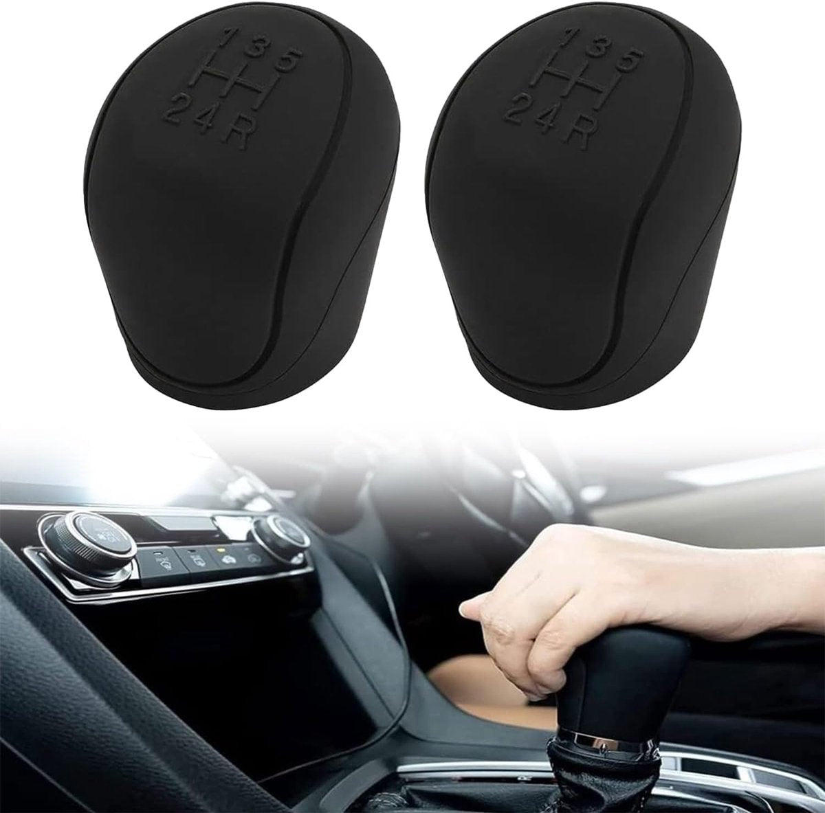 Car gear shift knob silicone cover black — view 2