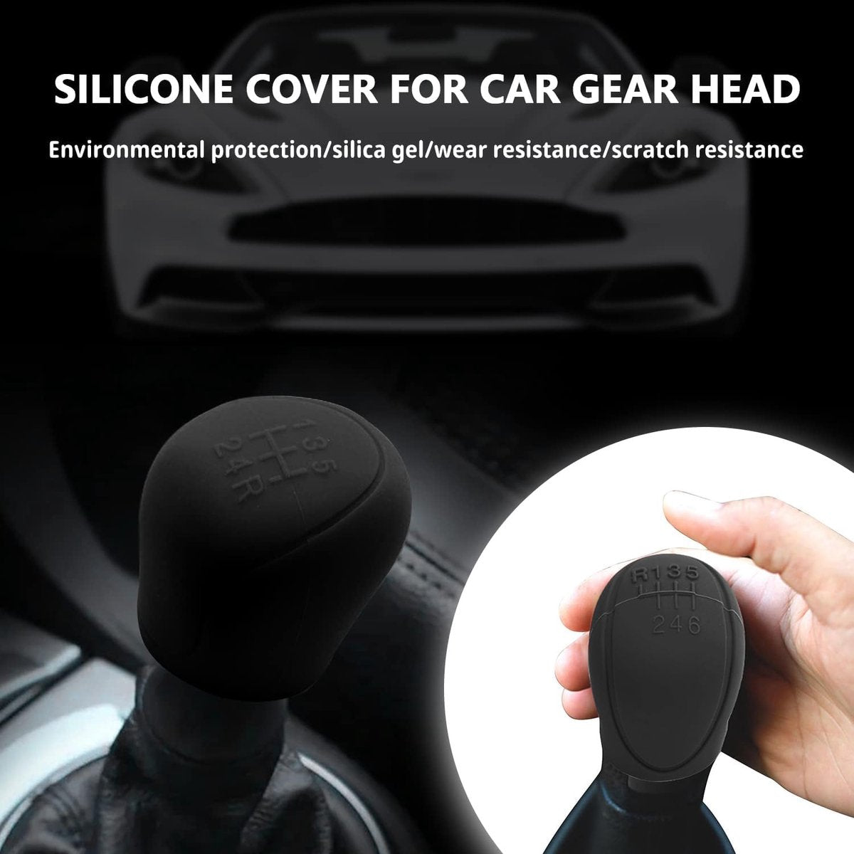 Car gear shift knob silicone cover black — view 6