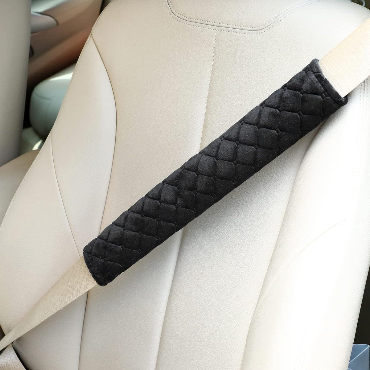 2 extended seat belt shoulder covers black — view 2