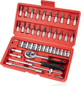 46-piece wrench and ratchet set 1/4 inch metric — view 2