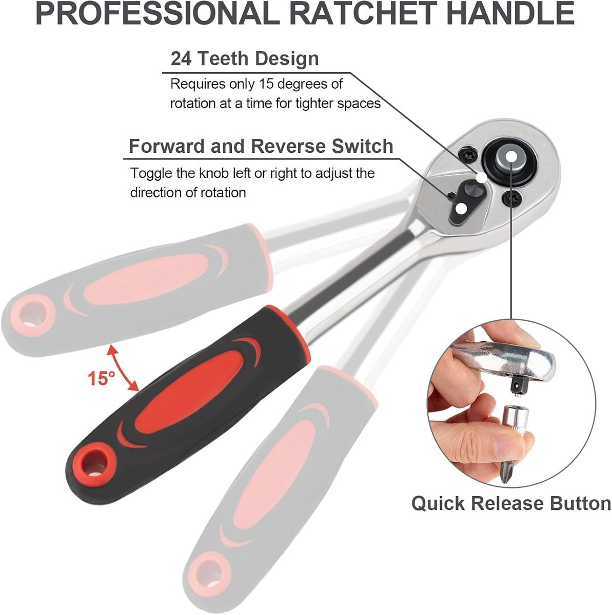 46-piece wrench and ratchet set 1/4 inch metric — view 7