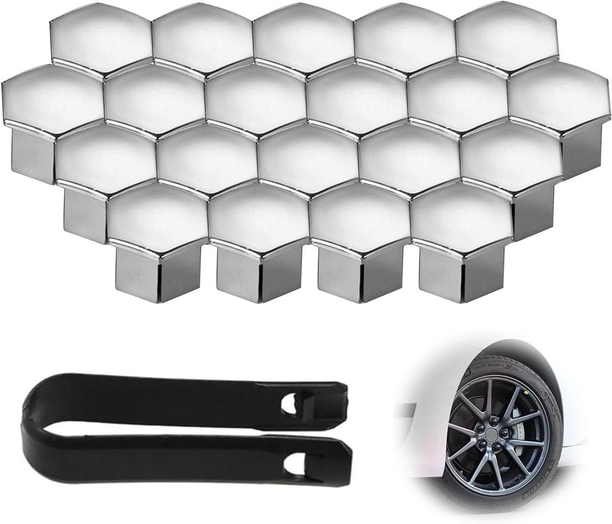Universal 17mm wheel bolt covers 20pcs silver — view 2