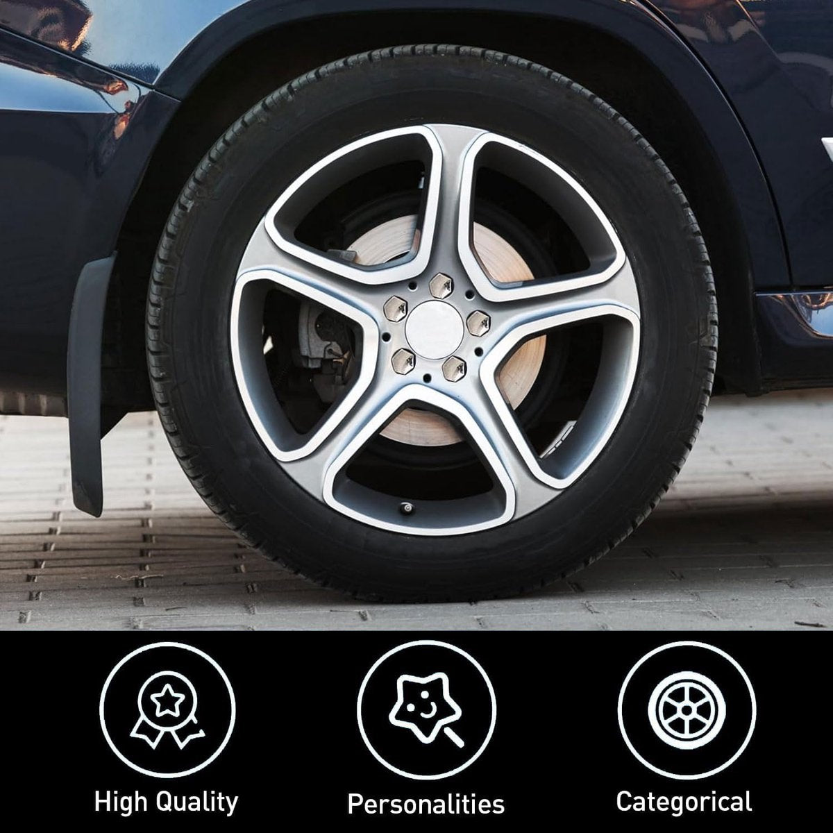 Universal 17mm wheel bolt covers 20pcs silver — view 3