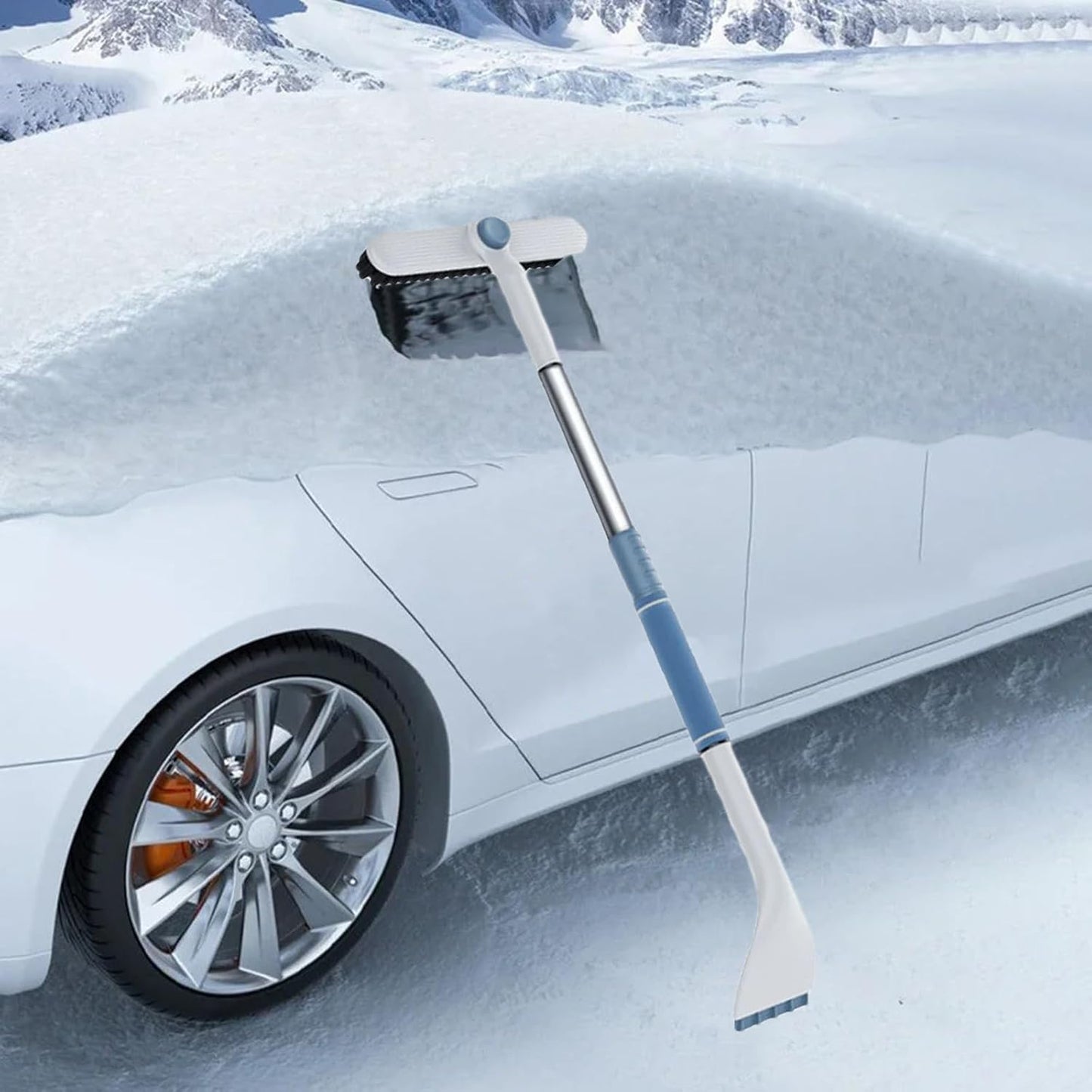3-in-1 snow brush and ice scraper extendable — view 3
