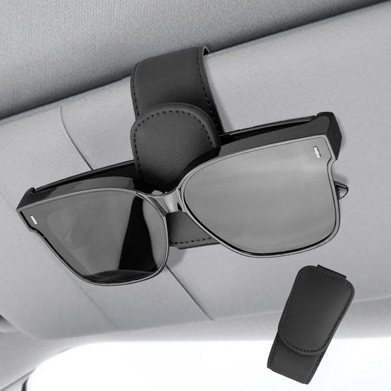 Black magnetic sun visor sunglasses holder — view 2