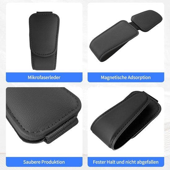 Black magnetic sun visor sunglasses holder — view 3