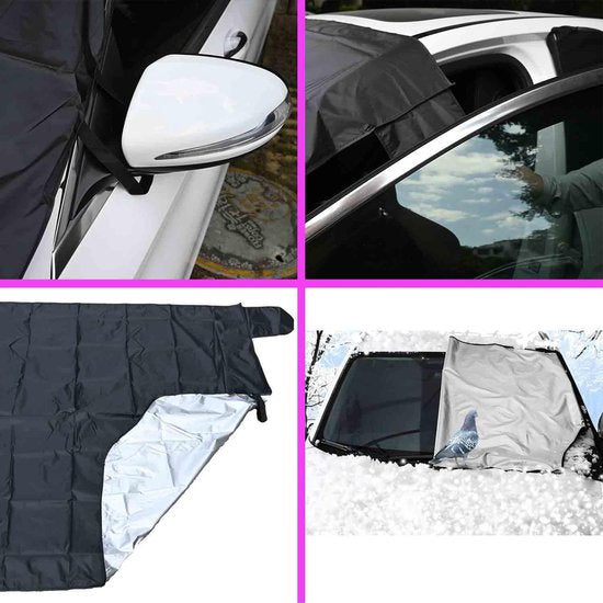 Black 147x90cm winter windscreen cover — view 4