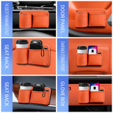 Orange leather back seat bottle holder — view 5