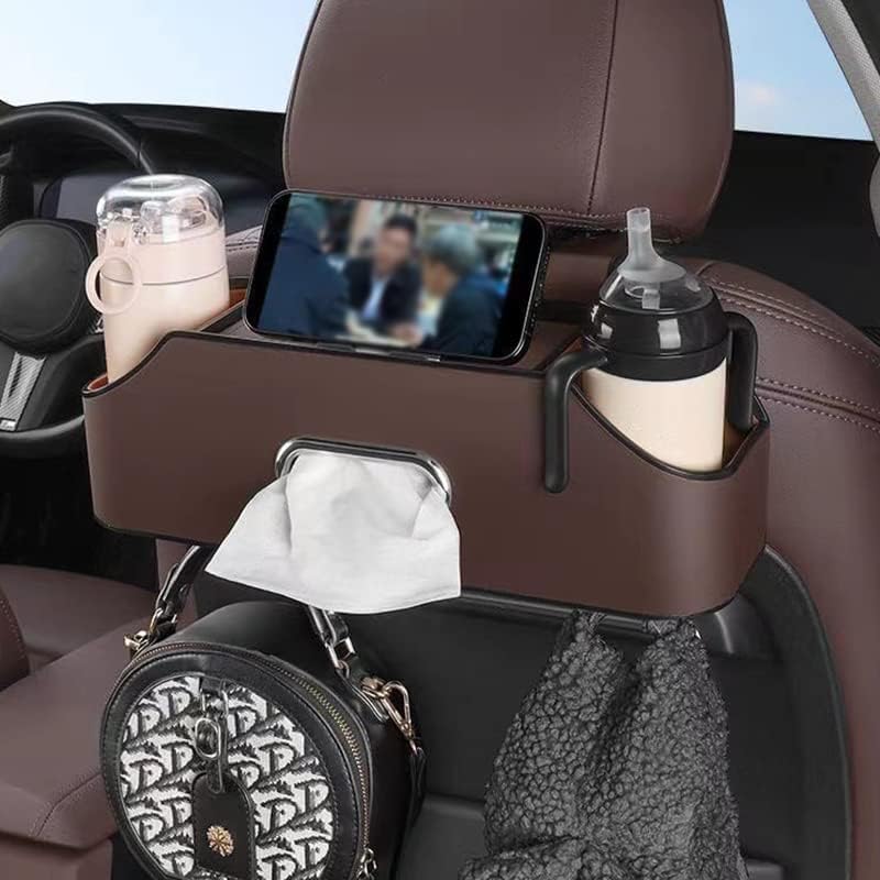 Brown PU leather car tissue box — view 3