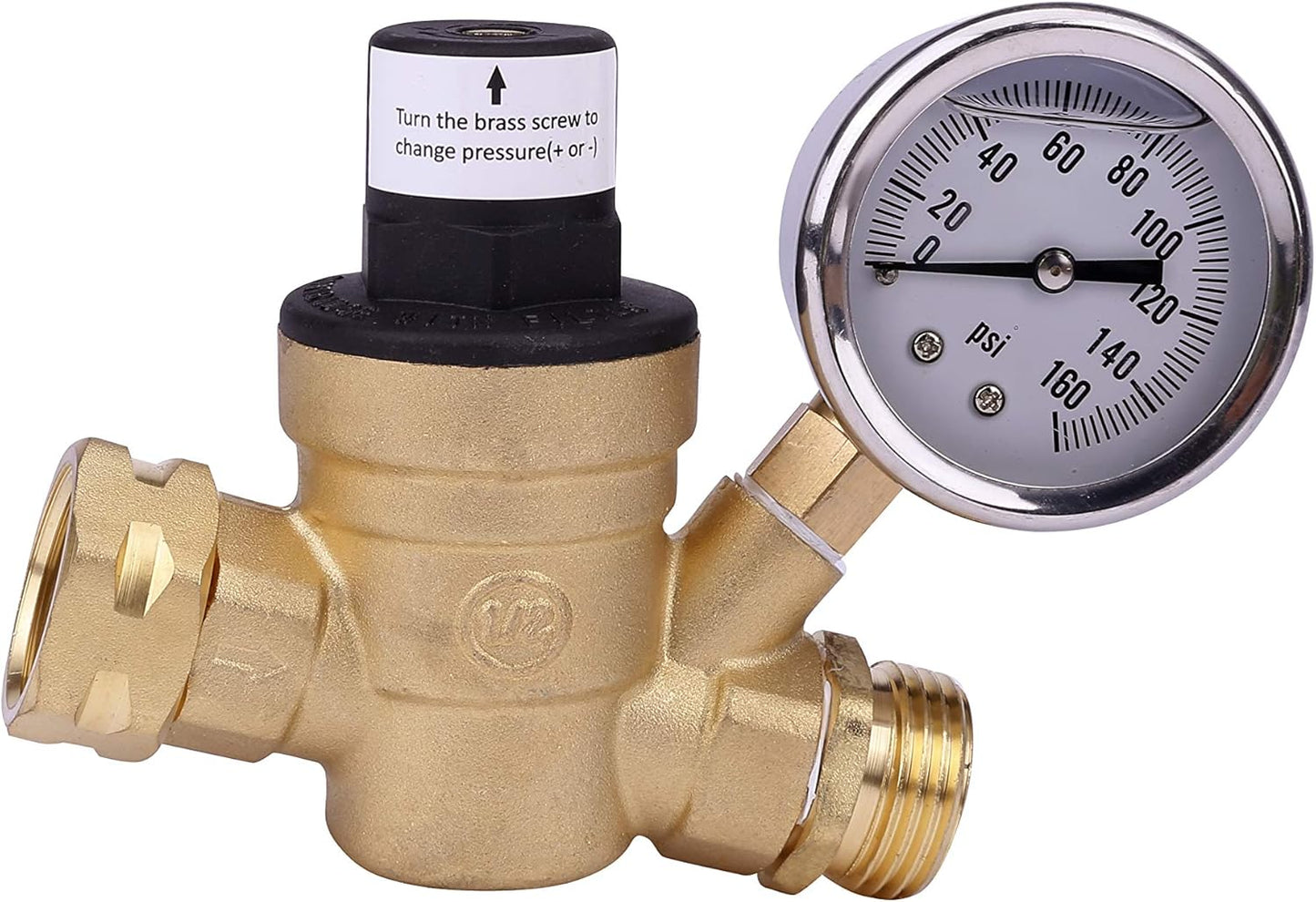 RV water pressure regulator with gauge — view 2