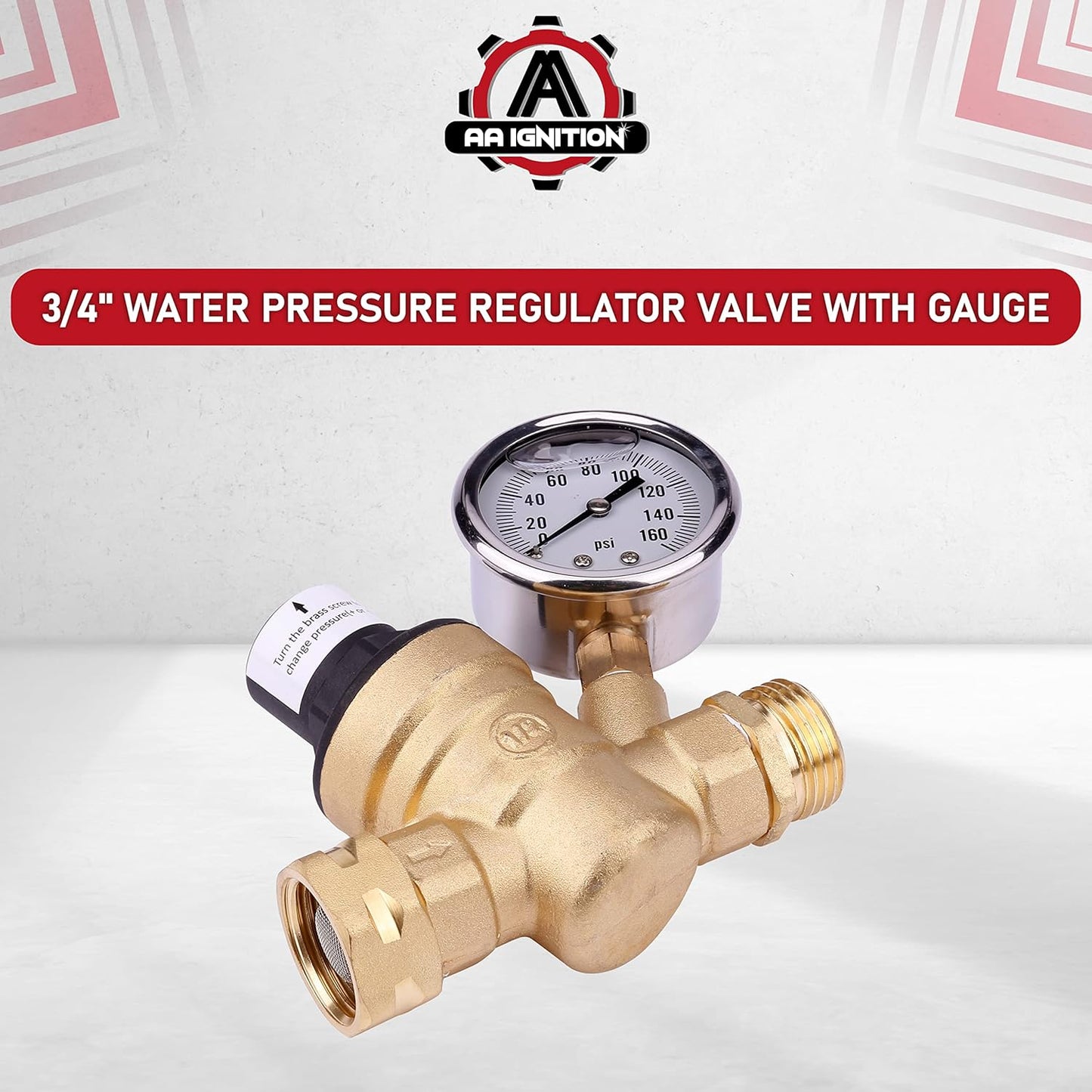 RV water pressure regulator with gauge — view 6