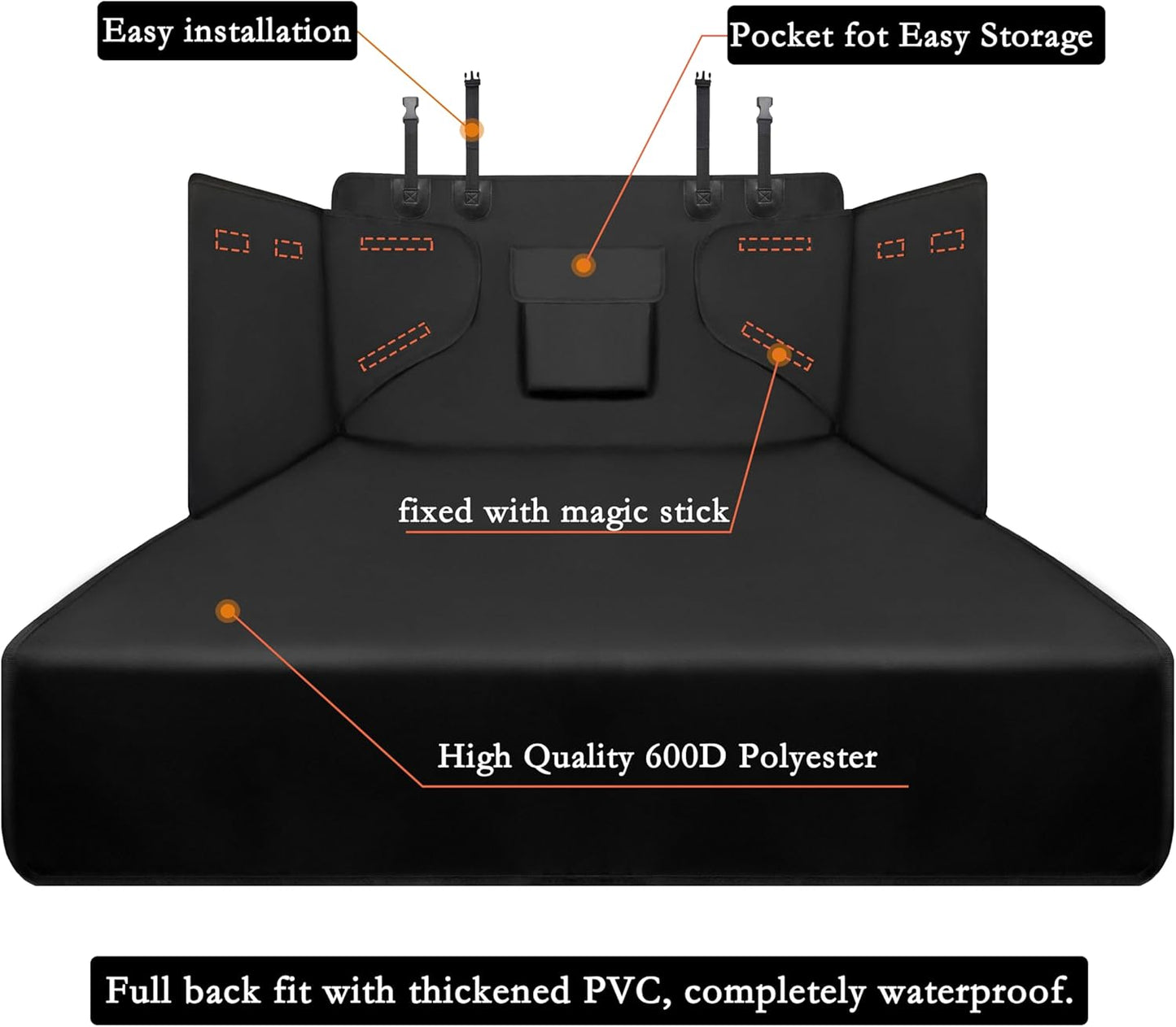 Waterproof dog car trunk liner black — view 3