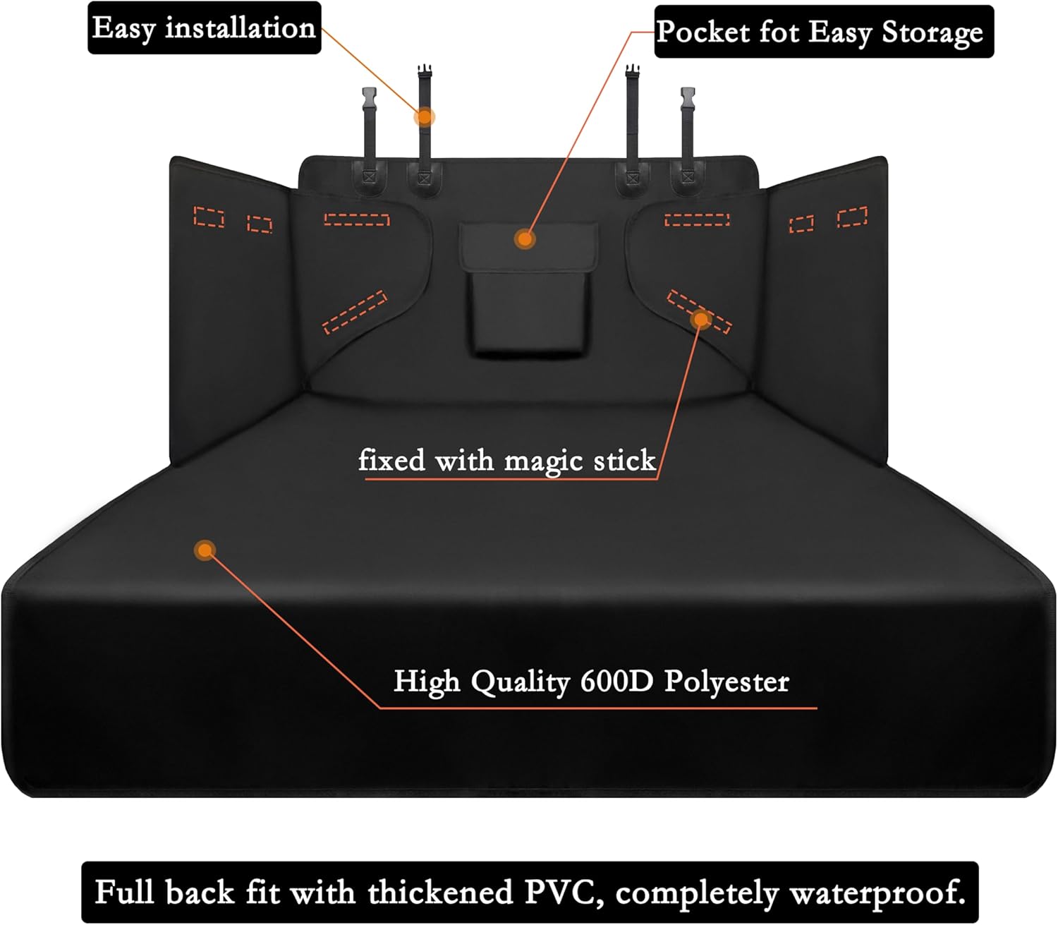 Waterproof dog car trunk liner black — view 3