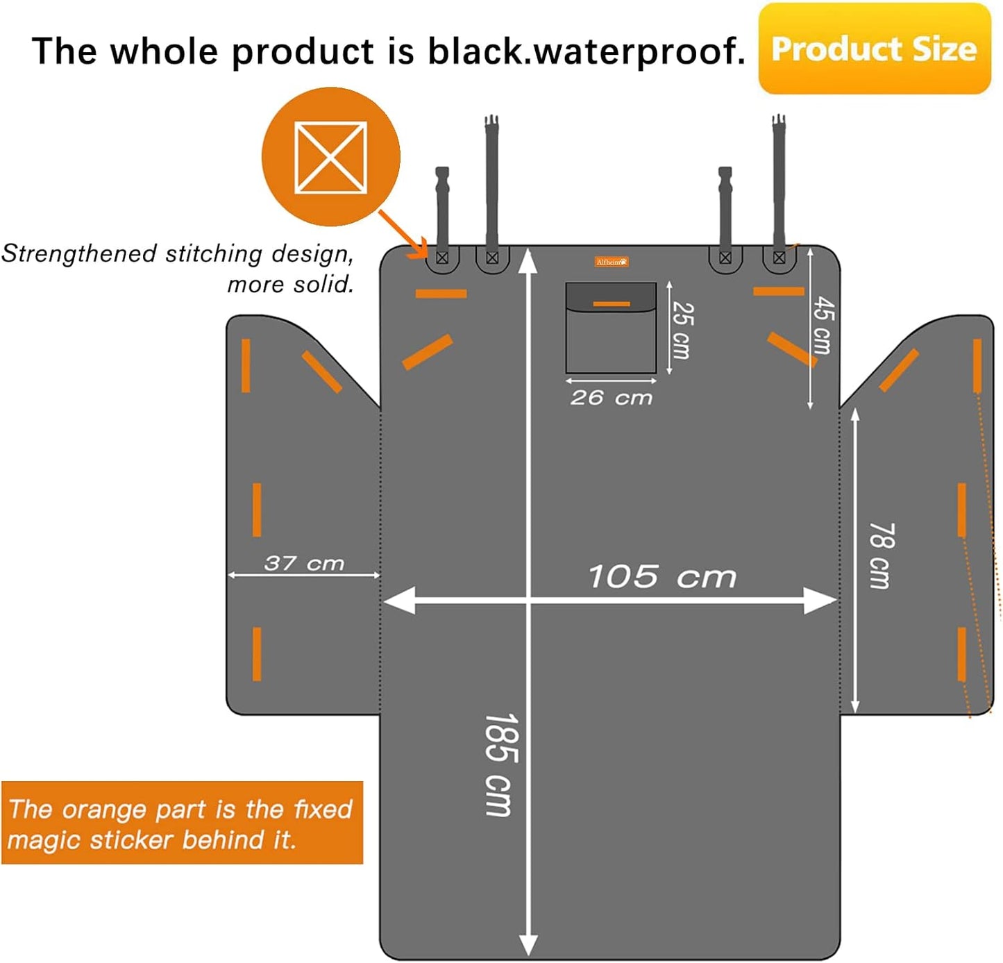 Waterproof dog car trunk liner black — view 4