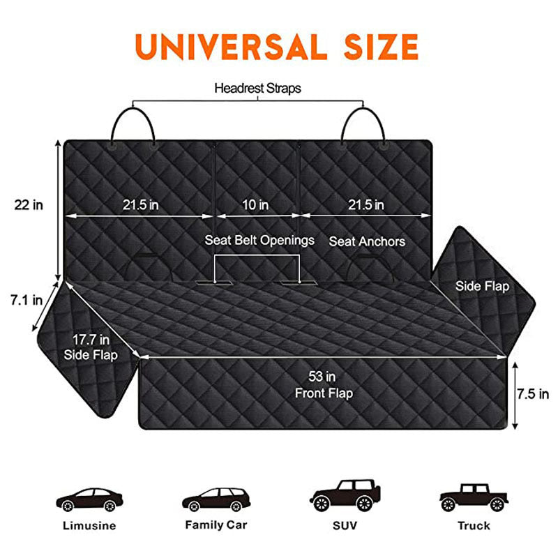 Waterproof dog car back seat cover black — view 4