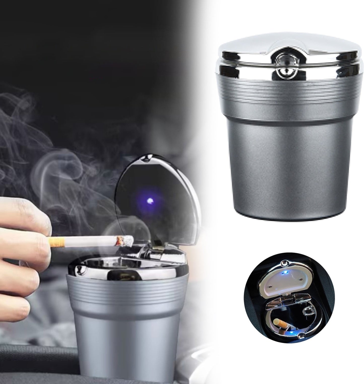 Car Ashtray Cup Holder LED Portable — view 3