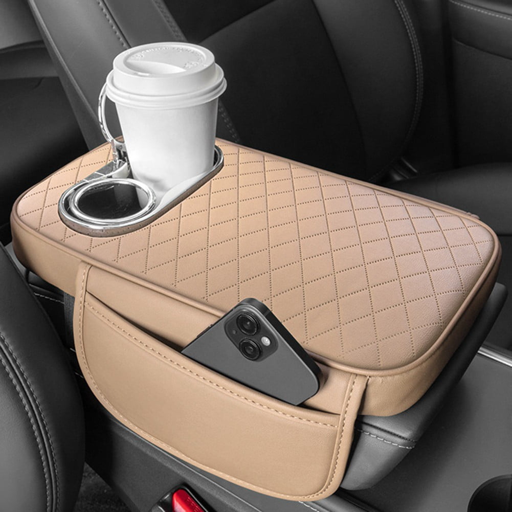 Car armrest cushion with cup holders — view 3