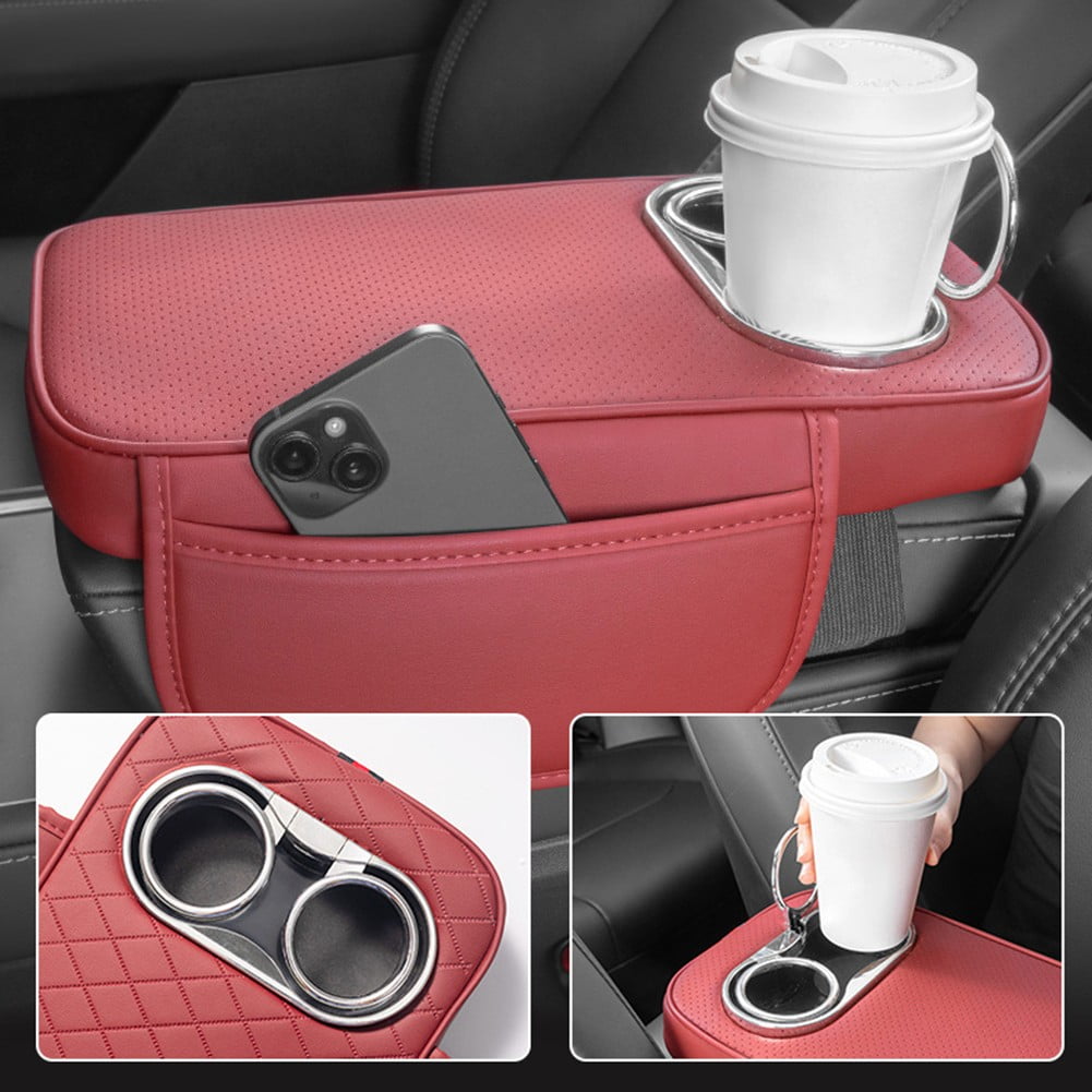 Car armrest cushion with cup holders — view 5