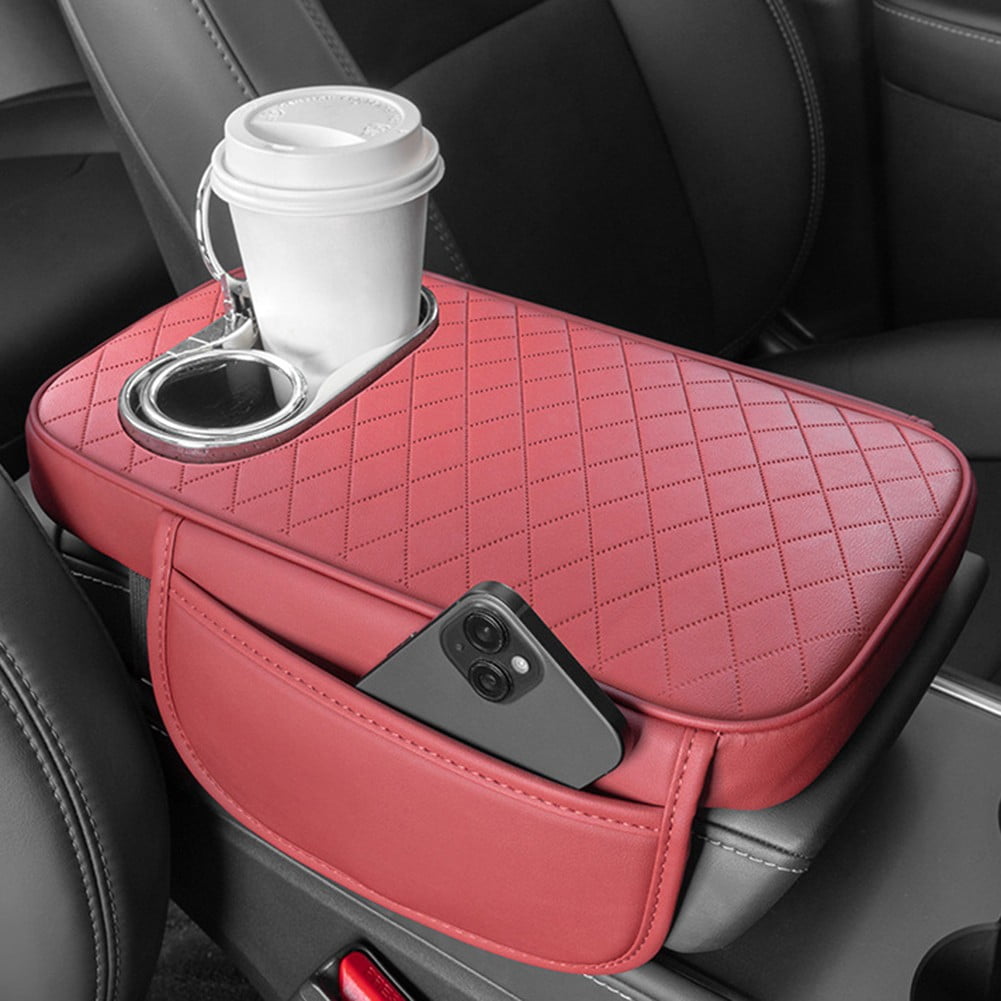 Car armrest cushion with cup holders — view 7