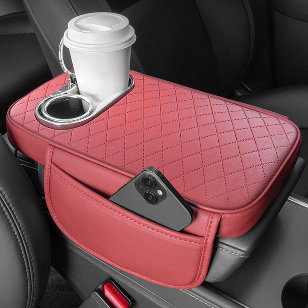 Car armrest cushion with cup holders — view 9