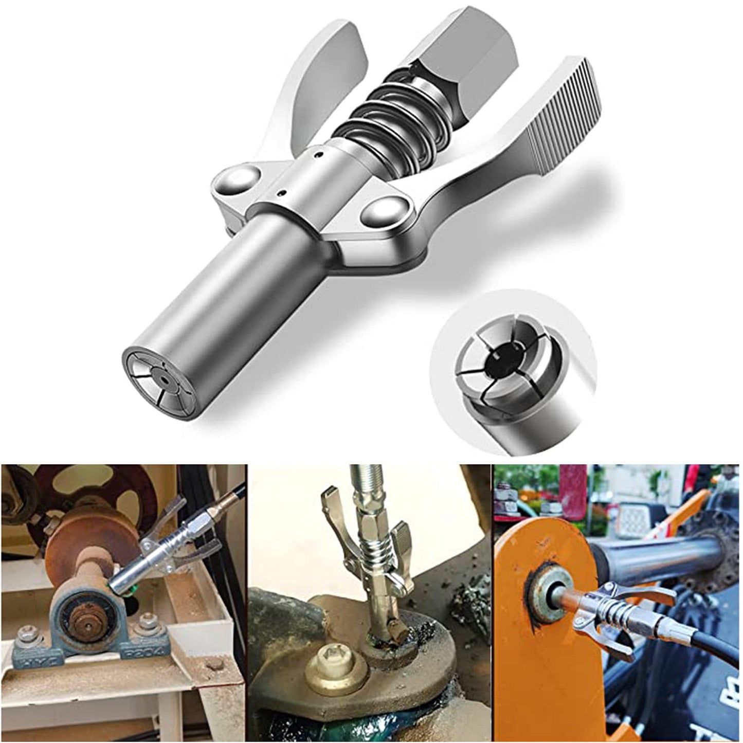 Quick release grease gun coupler — view 2