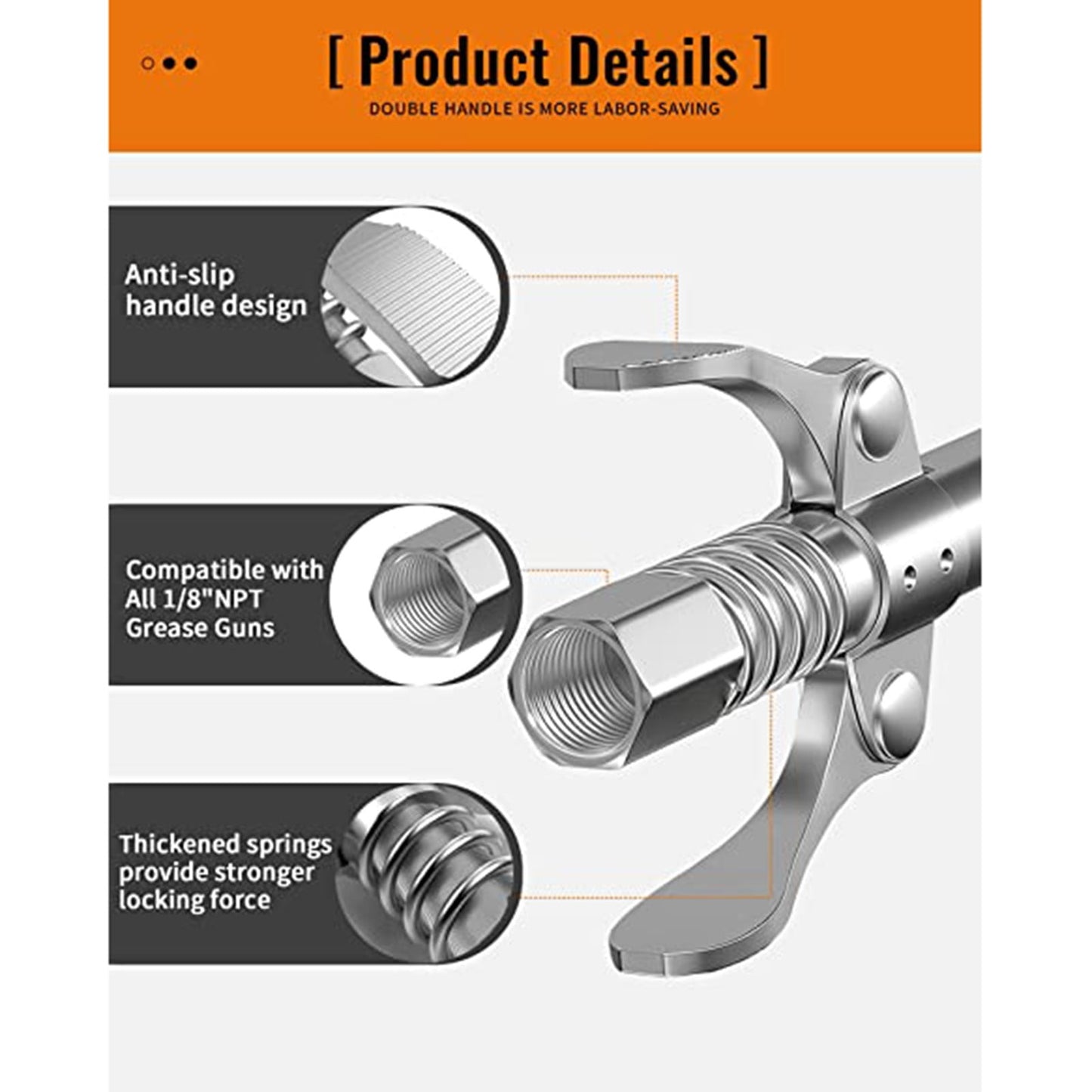 Quick release grease gun coupler — view 9