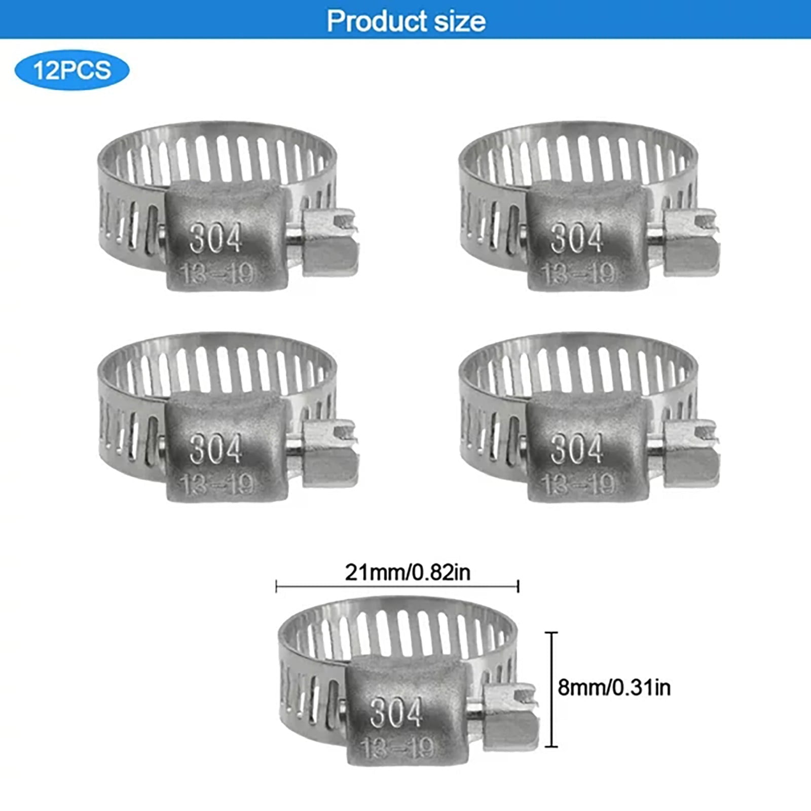 12 pcs stainless steel hose clamps — view 3
