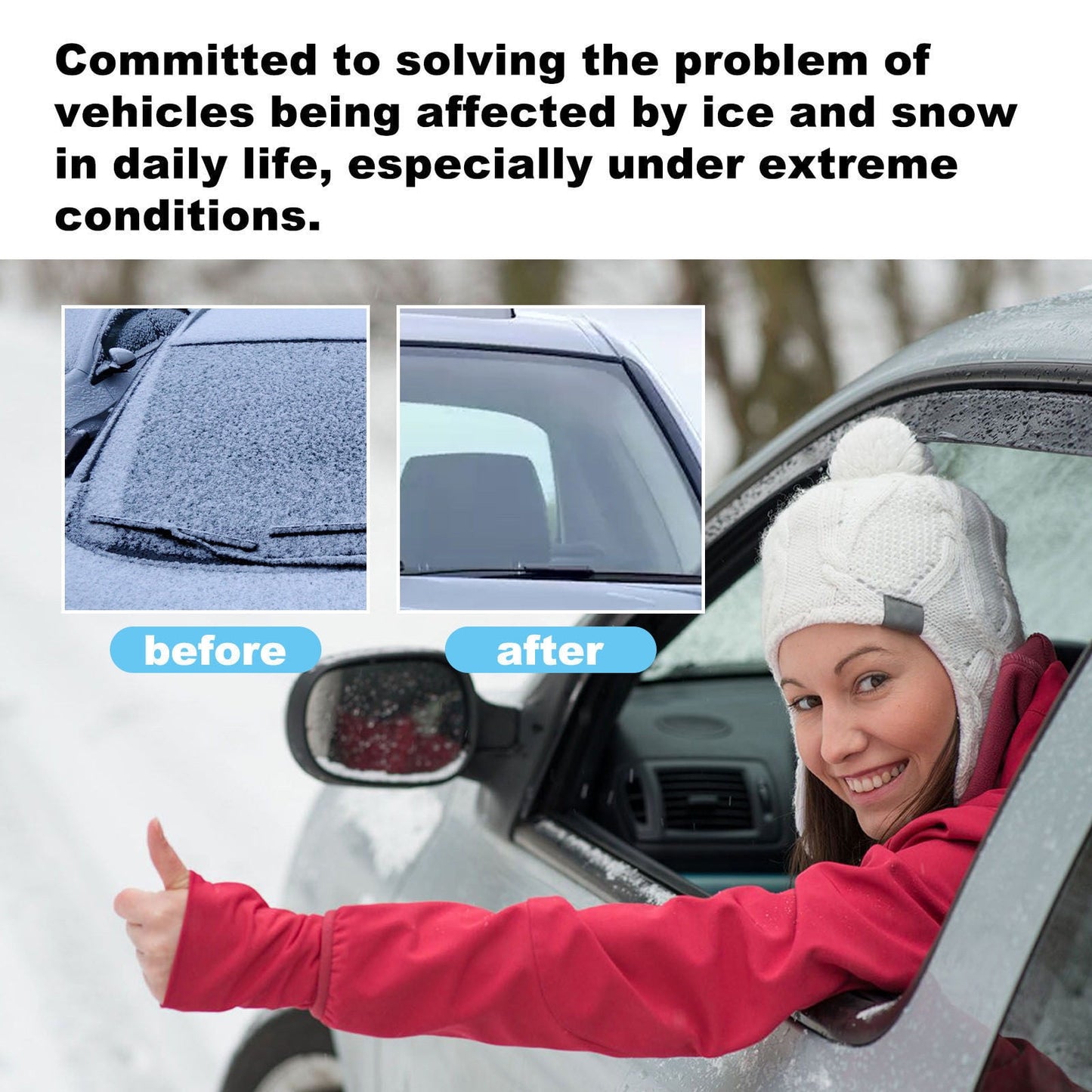 Hydrophobic windshield ice removal spray — view 7