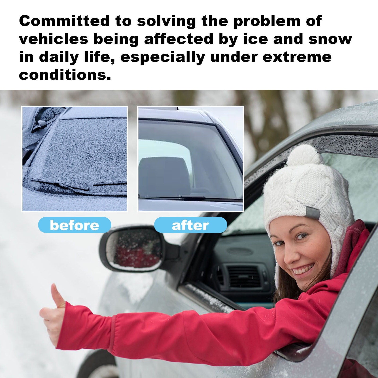 Hydrophobic windshield ice removal spray — view 7