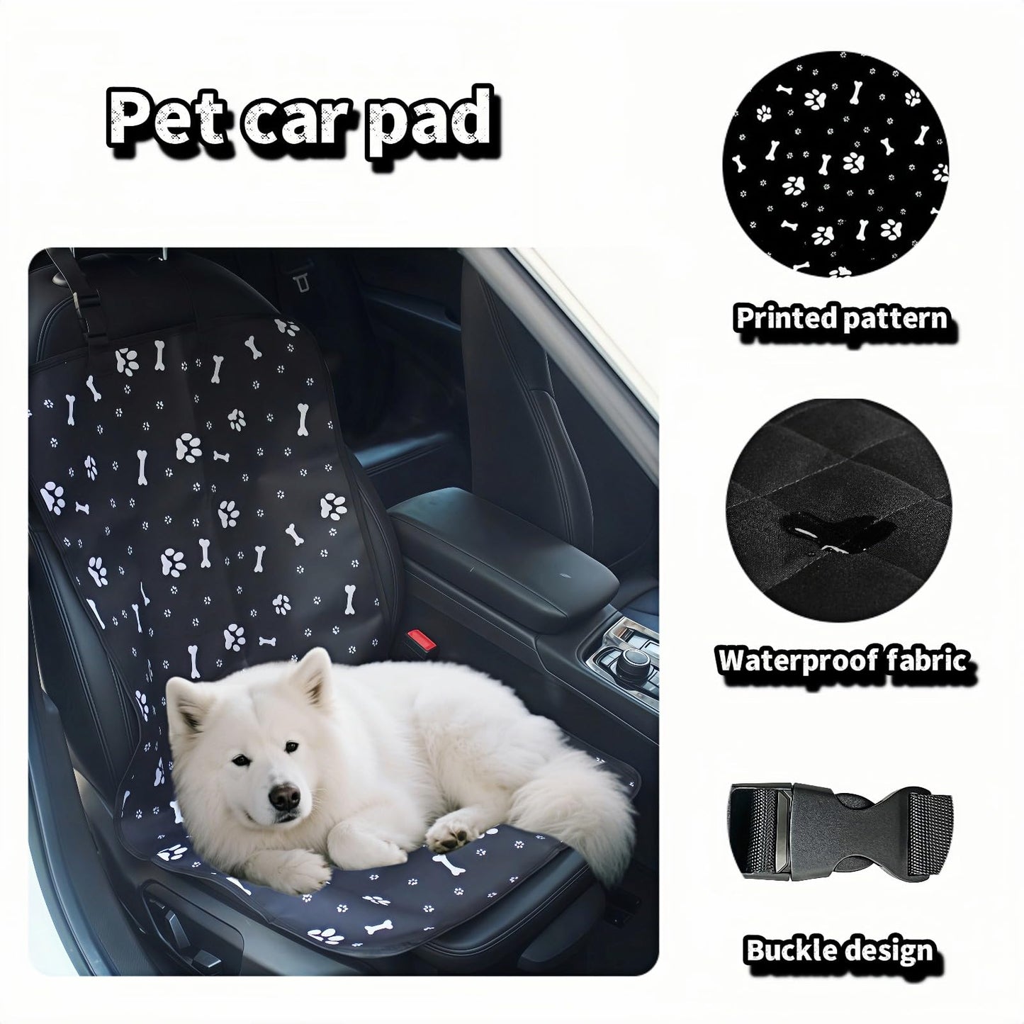 Black waterproof dog car seat cover — view 3