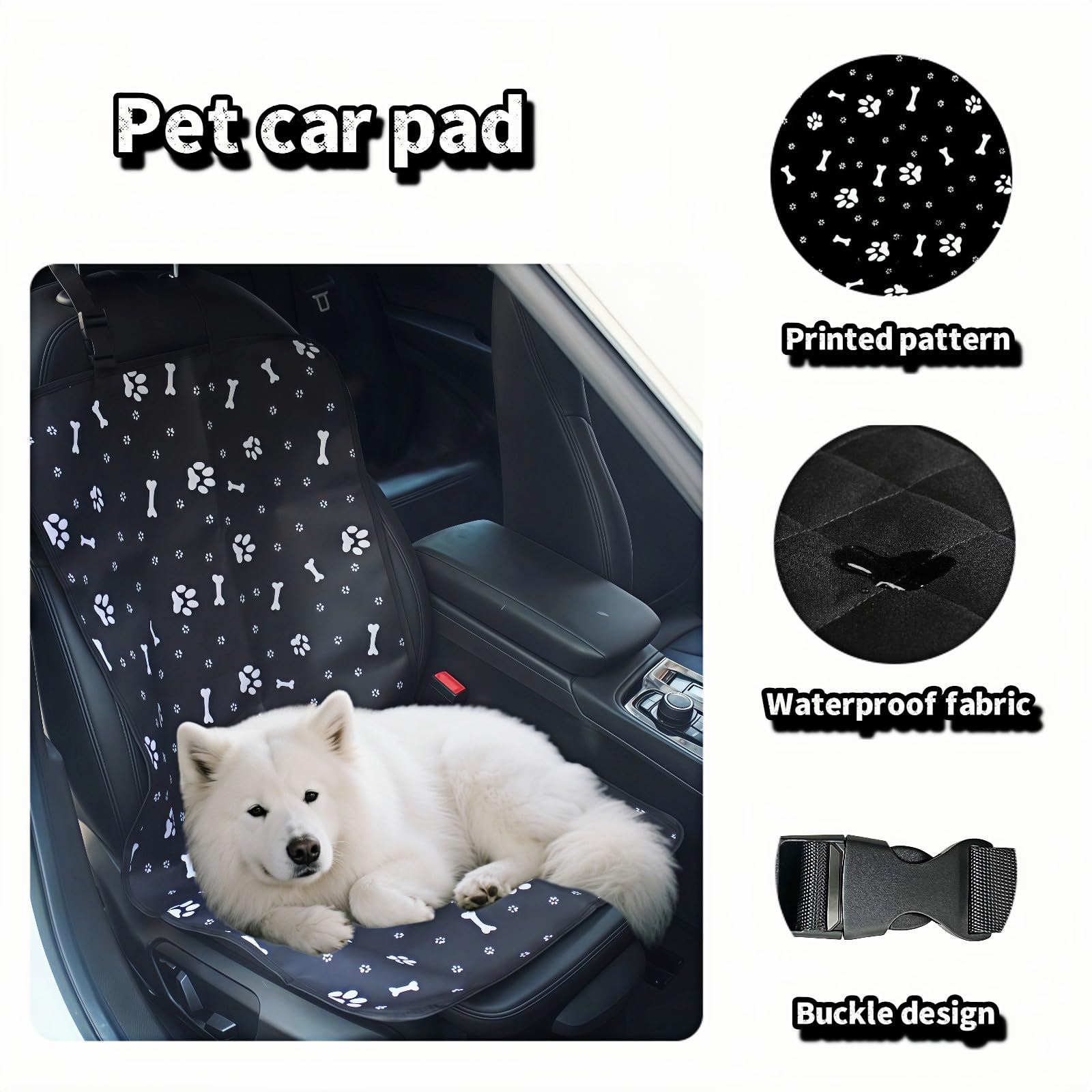 Black waterproof dog car seat cover — view 3