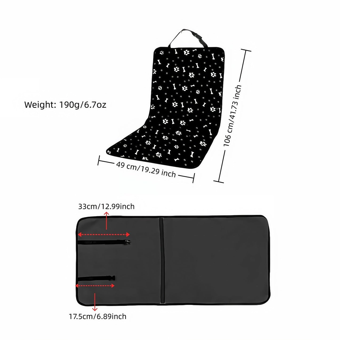 Black waterproof dog car seat cover — view 4
