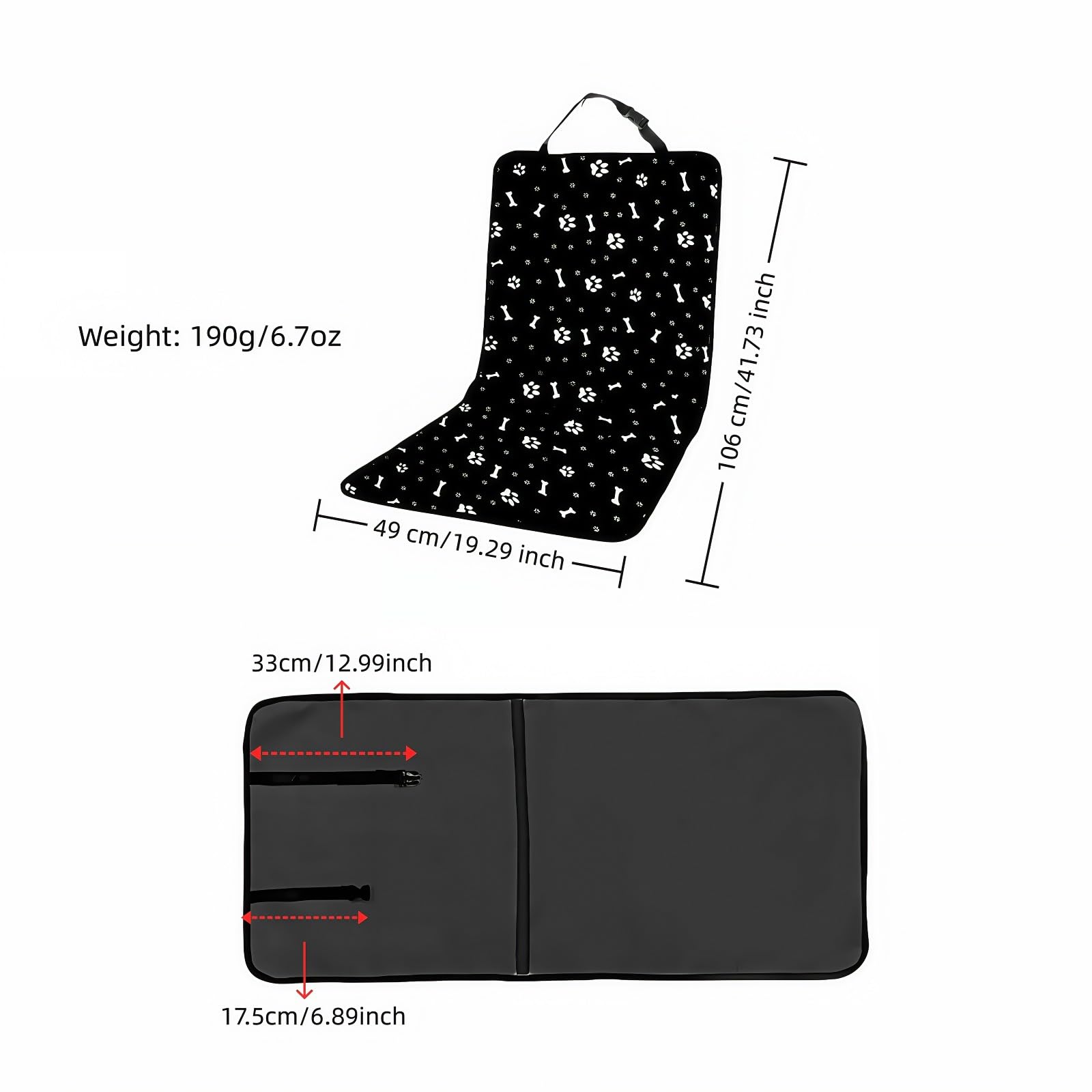 Black waterproof dog car seat cover — view 4
