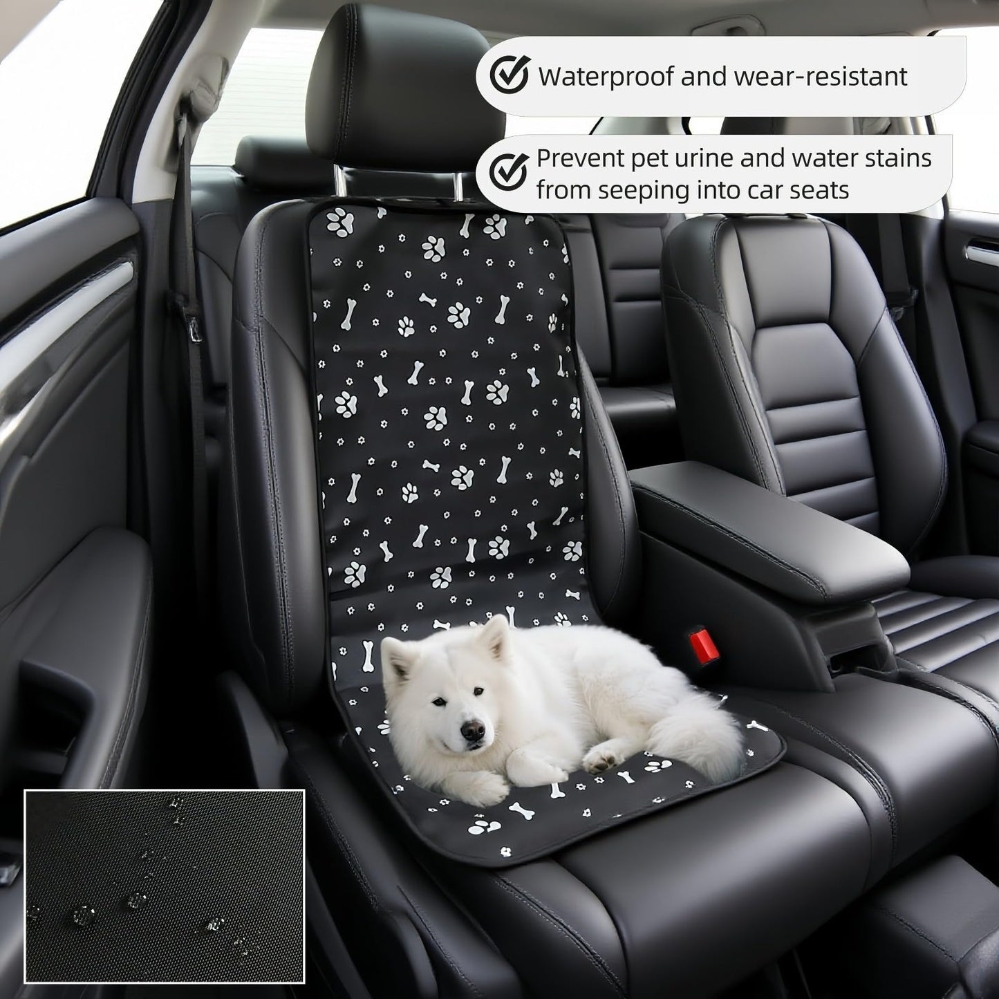 Black waterproof dog car seat cover — view 5