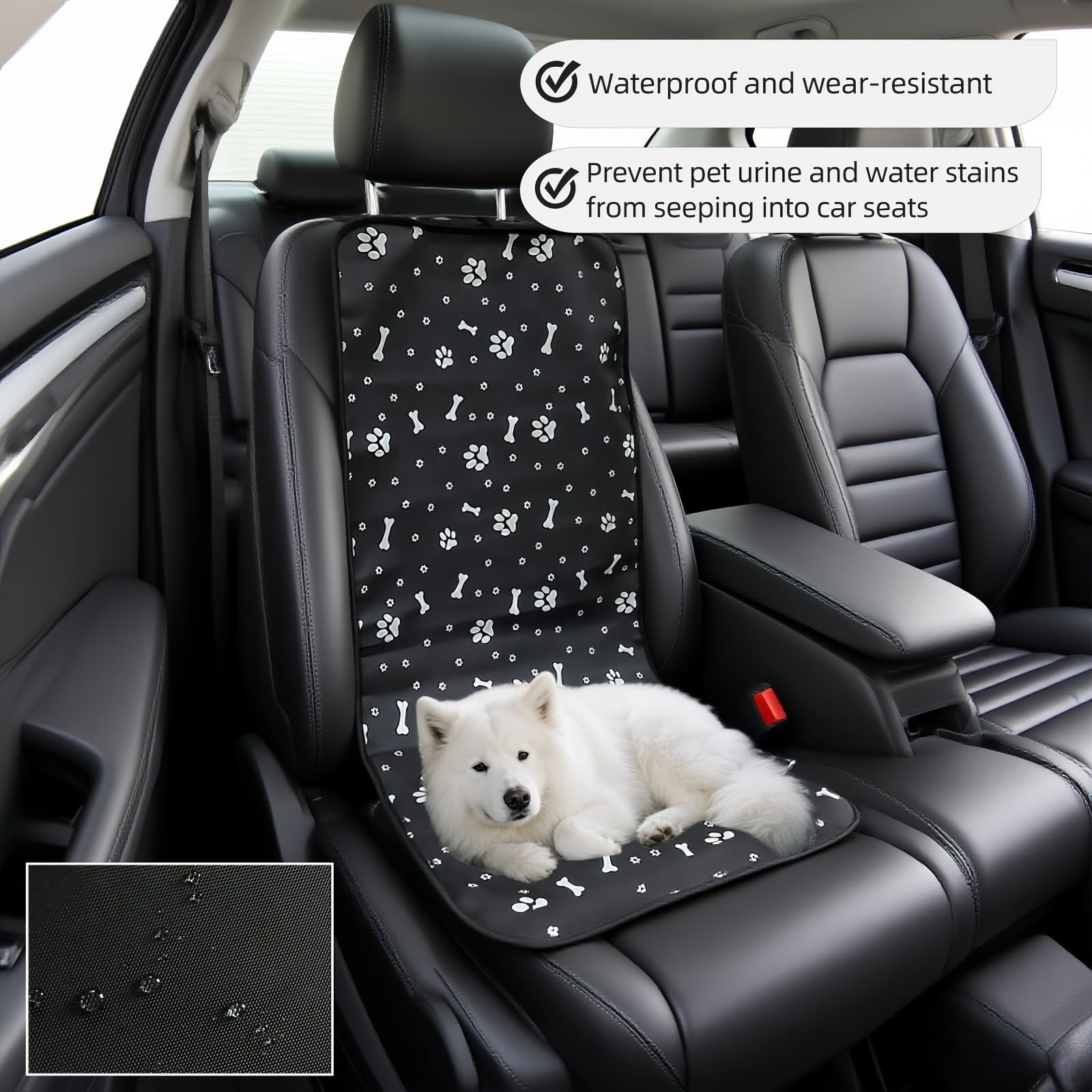 Black waterproof dog car seat cover — view 5