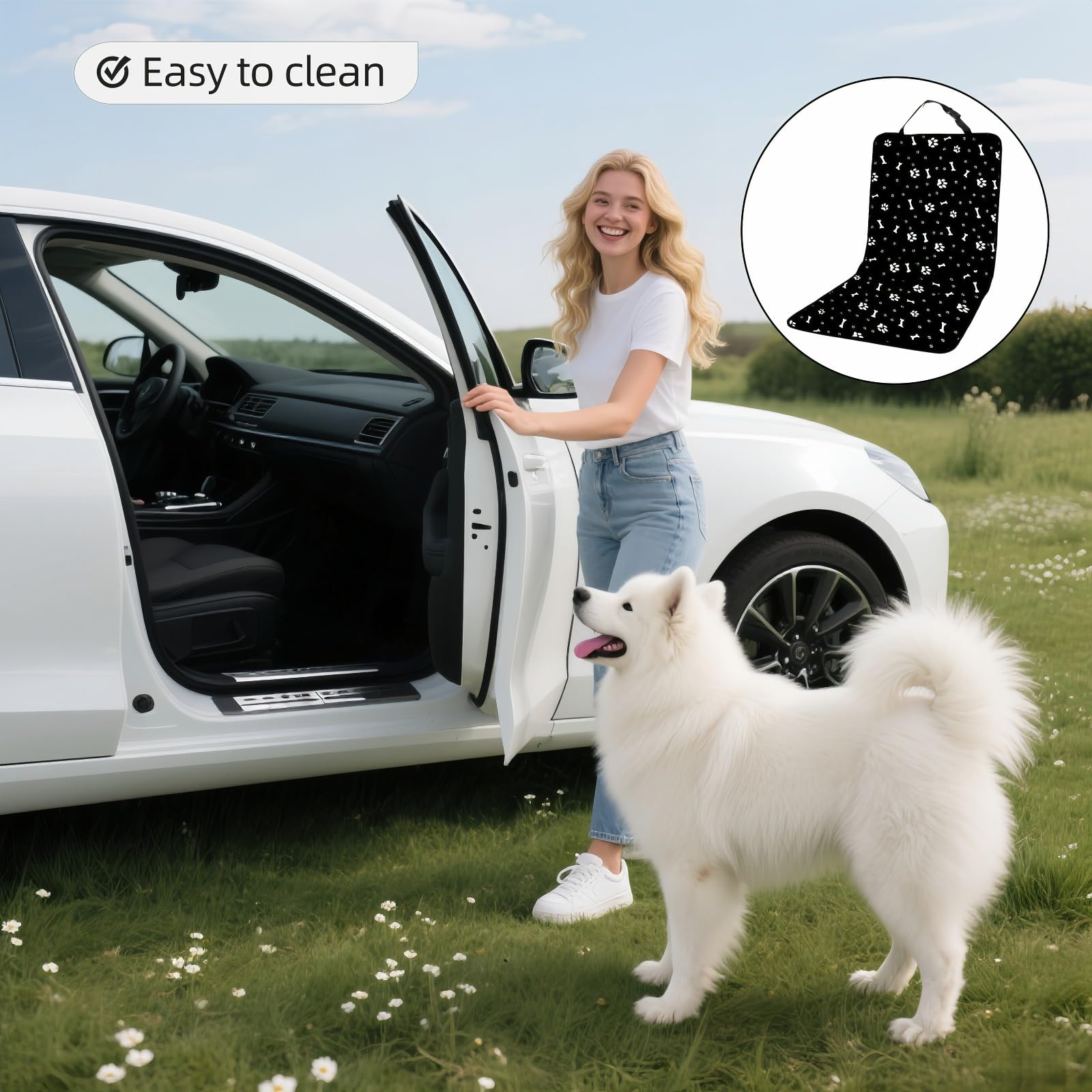 Black waterproof dog car seat cover — view 6