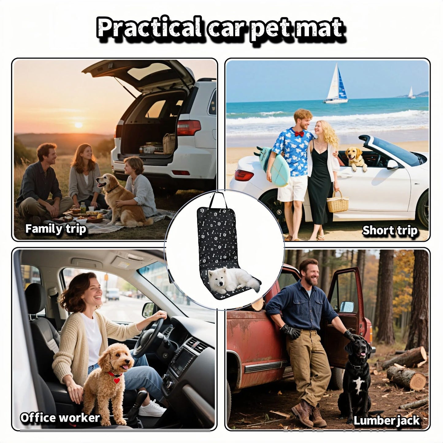 Black waterproof dog car seat cover — view 7