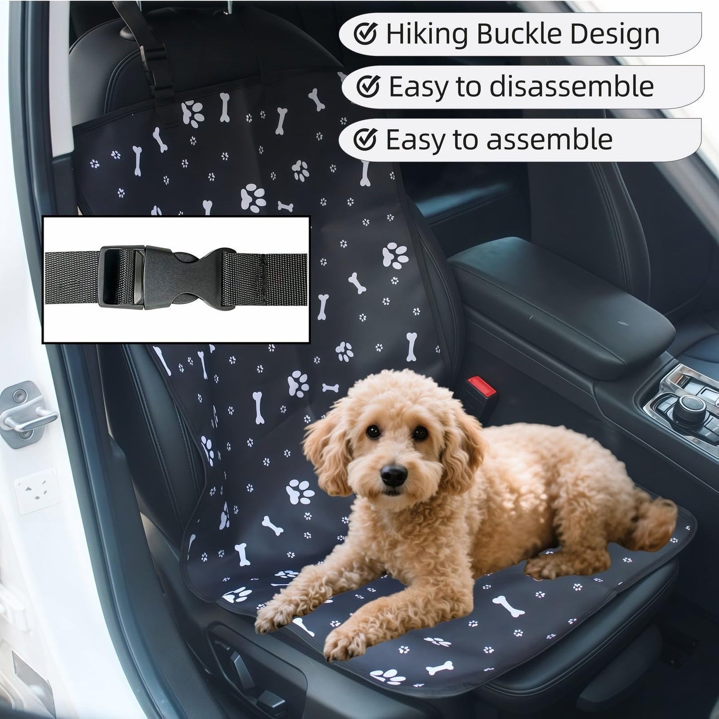 Black waterproof dog car seat cover — view 8